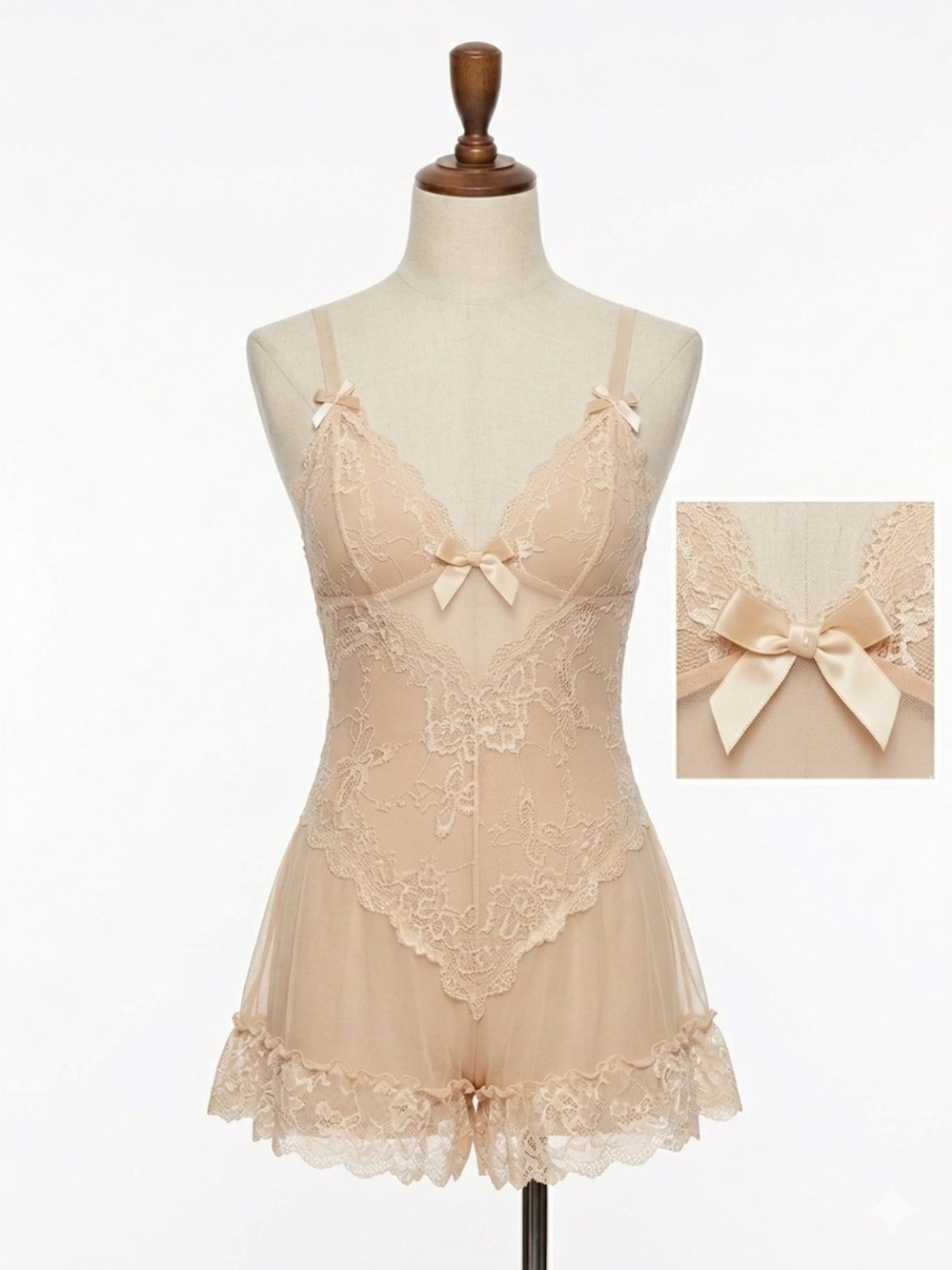 Oh La La Cheri Vintage Babydoll Dress lingerie Cottagecore Mesh Bridal Size M